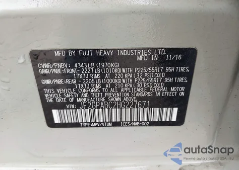 2017 Subaru Crosstrek 2.0I Premium из США, поврежденный, VIN JF2GPABC2HG227671